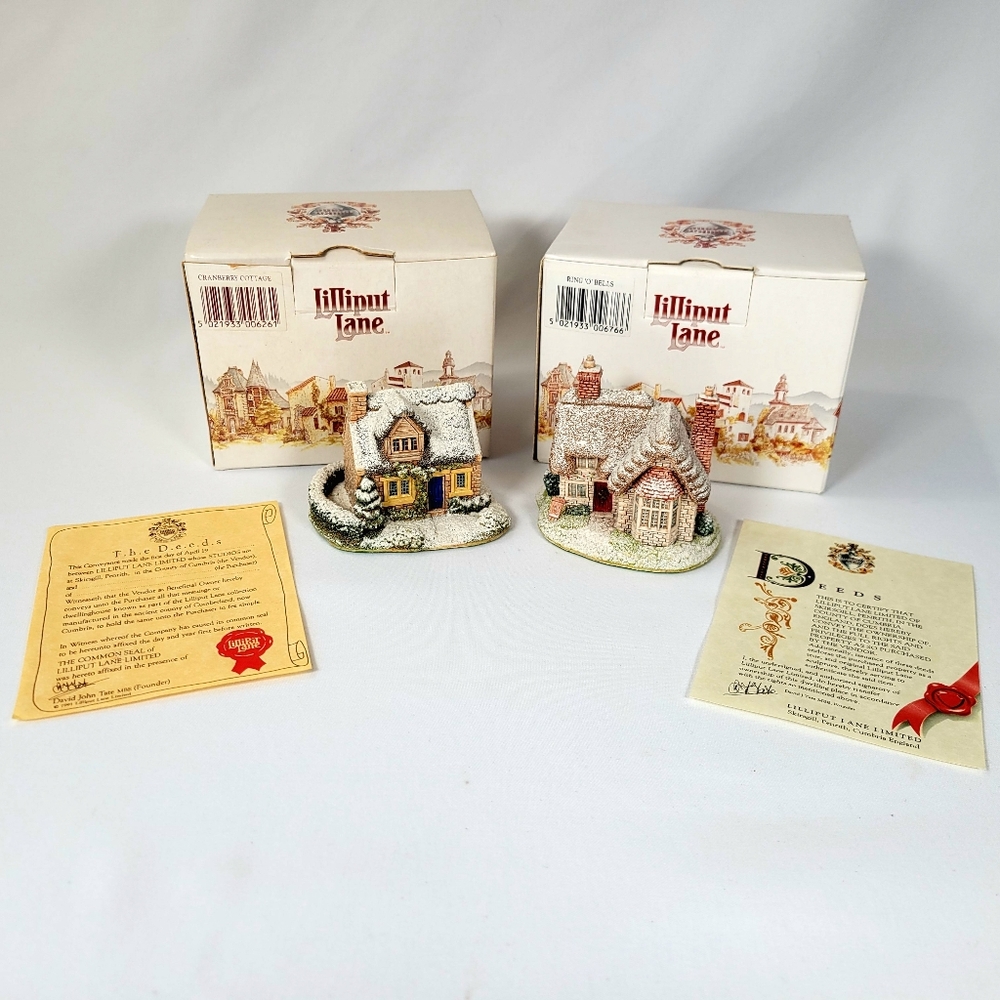 Lilliput Lane Cranberry Cottage Ring O Bells - Box & Deed Vintage Christmas Lot